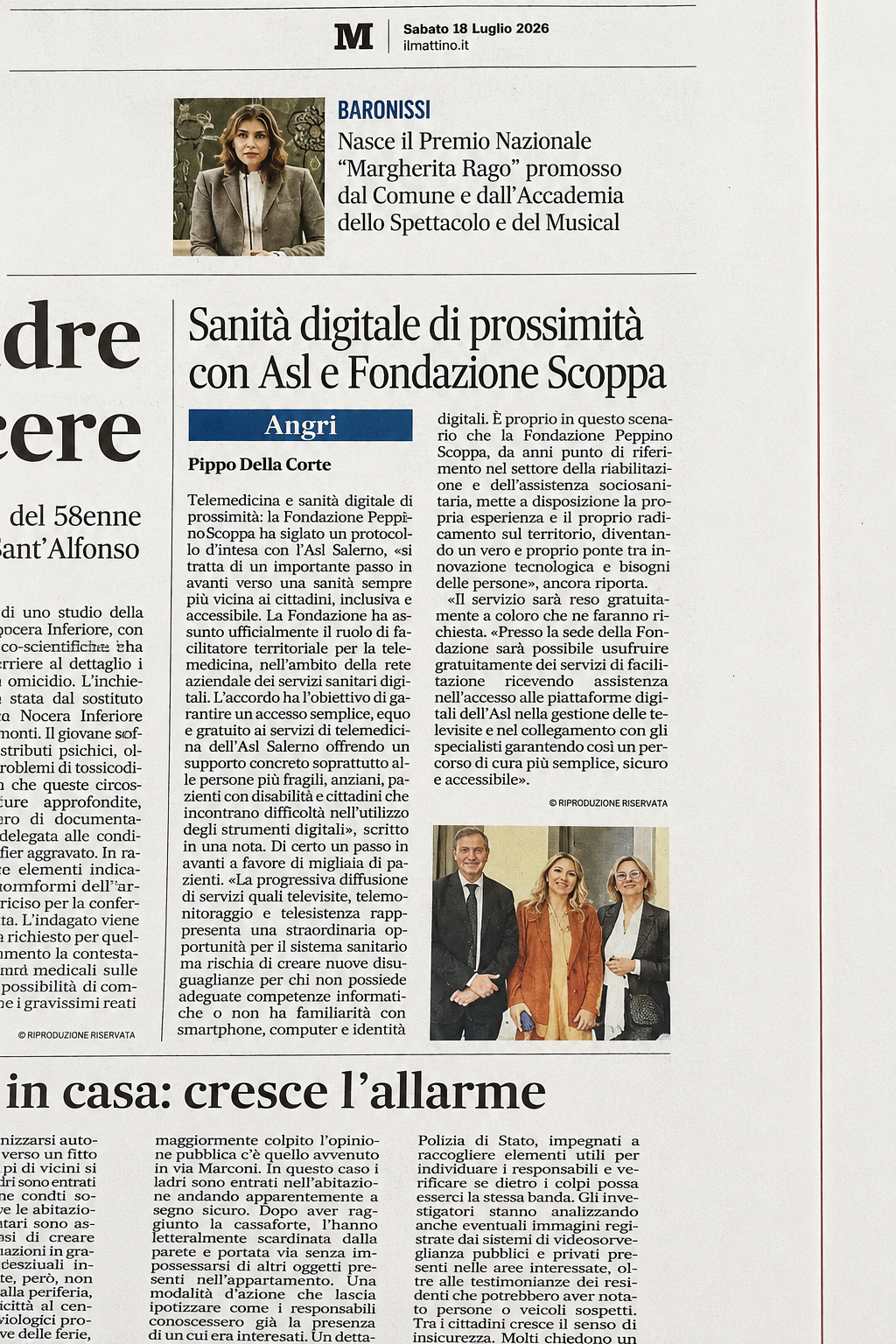 La notizia pubblicata su Il Mattino del 18 luglio 2026.