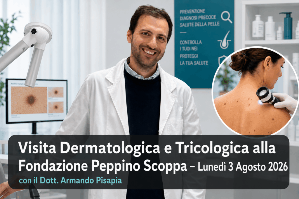 Visita dermatologica e tricologica con il Dott. Armando Pisapia alla Fondazione Peppino Scoppa il 3 agosto 2026